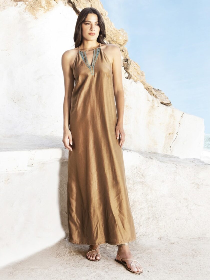 Φόρεμα maxi - Χρυσό lovebyhands.gr