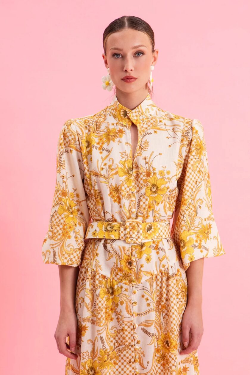 Marigold Midi Linen Dress lovebyhands.gr