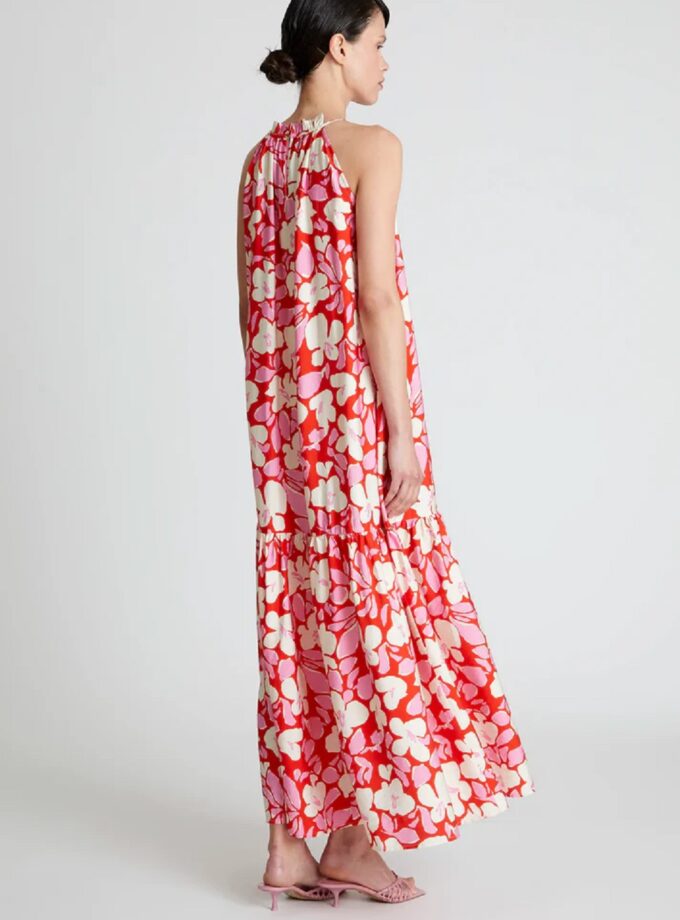 Tremezzo floral print halterneck long dress lovebyhands.gr