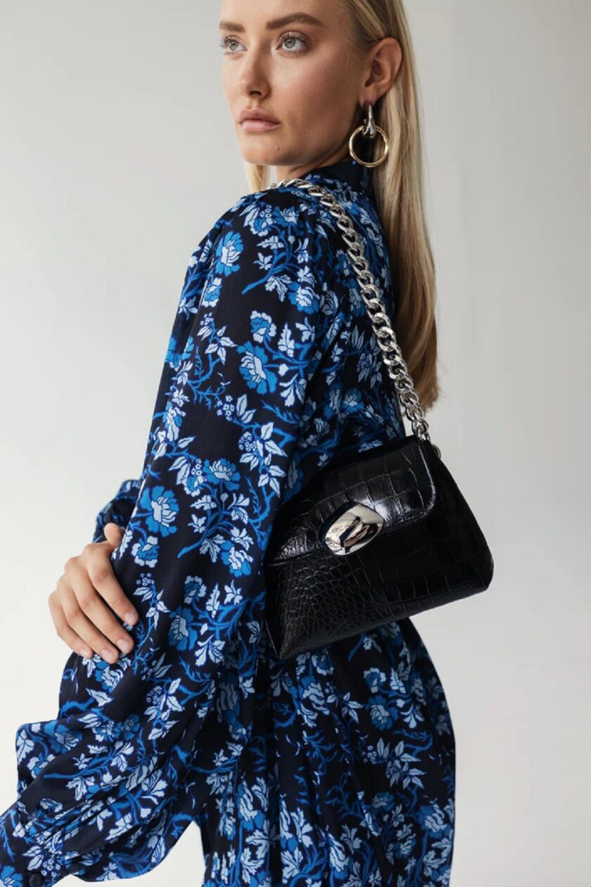 Maya Minibag - Black Croco Silver lovebyhands.gr