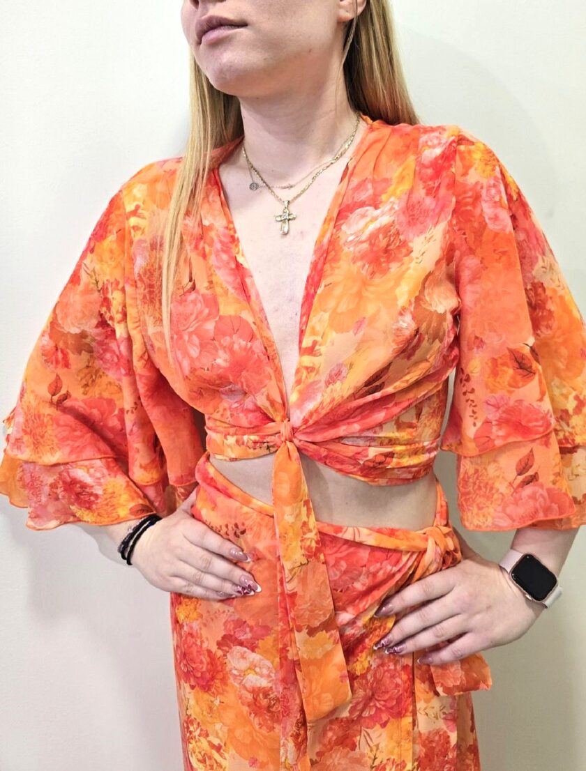 Tangerine Paradise Wrap Top lovebyhands.gr