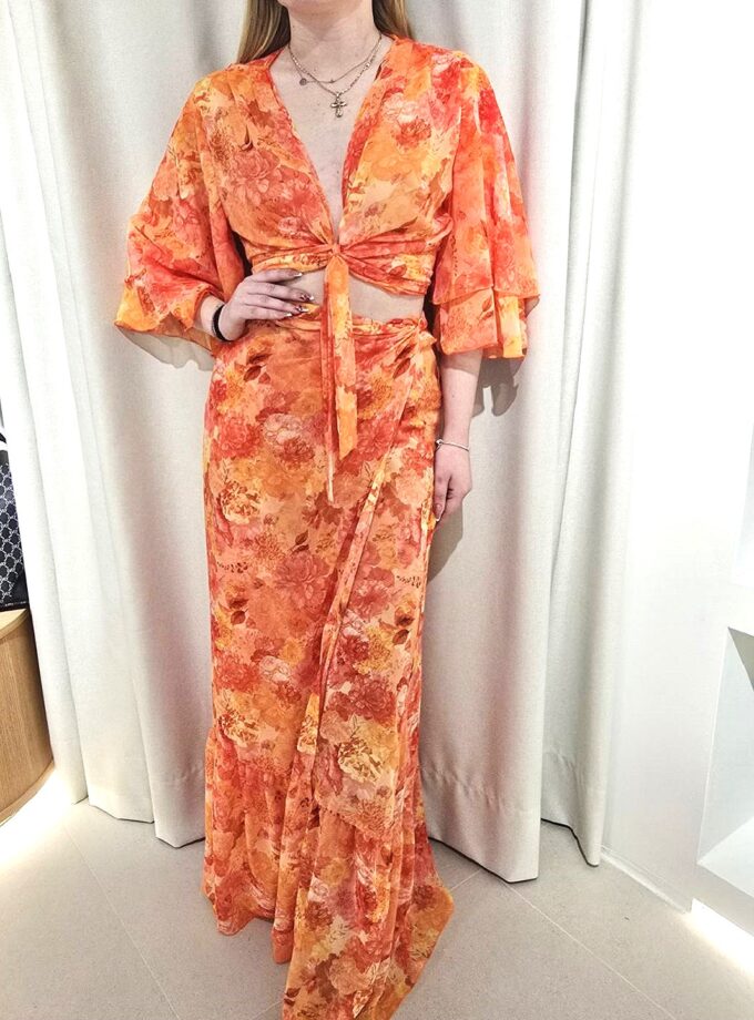 Tangerine Paradise Wrap Top lovebyhands.gr