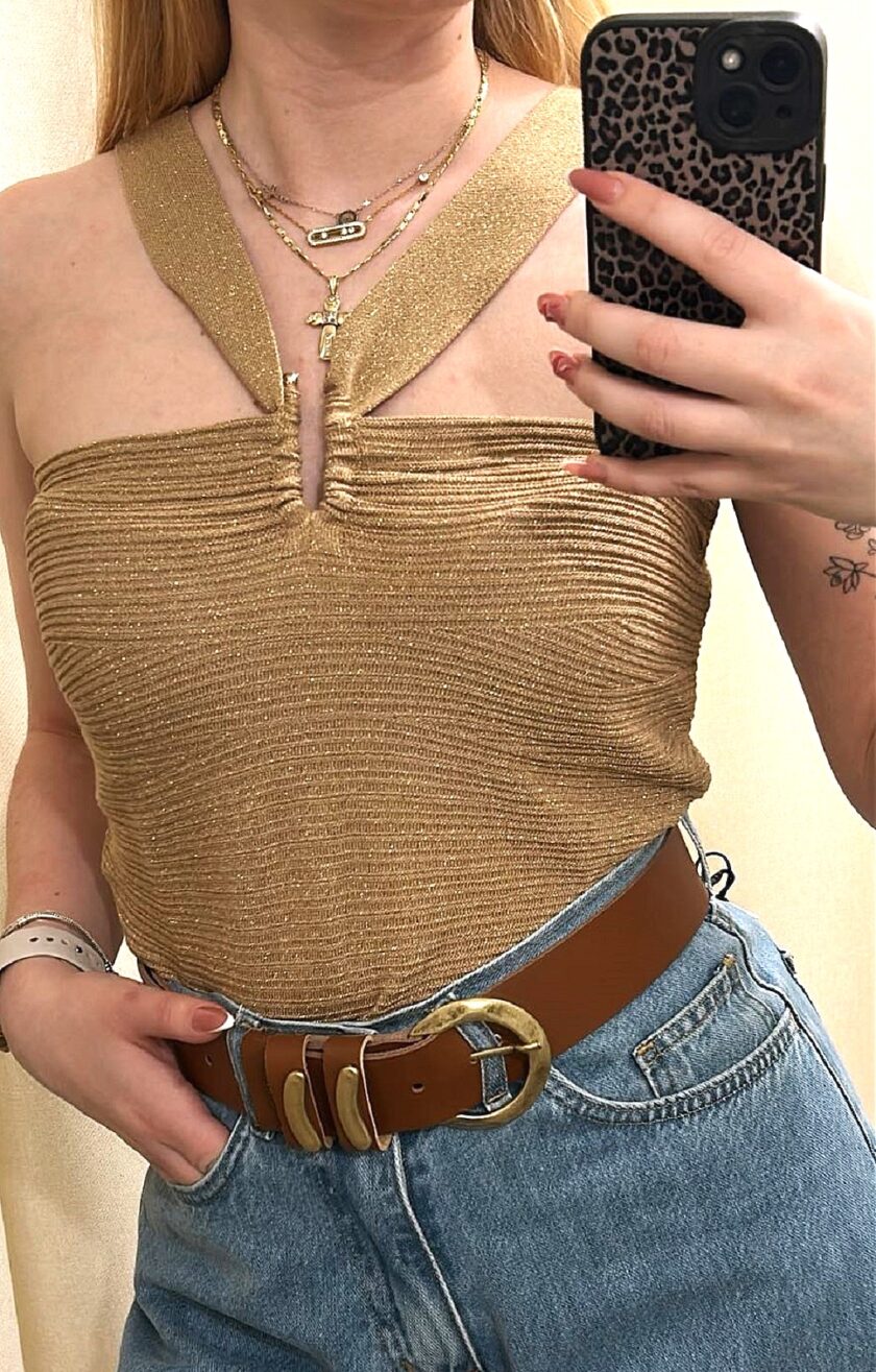 Lurex Top - Tan Gold lovebyhands.gr