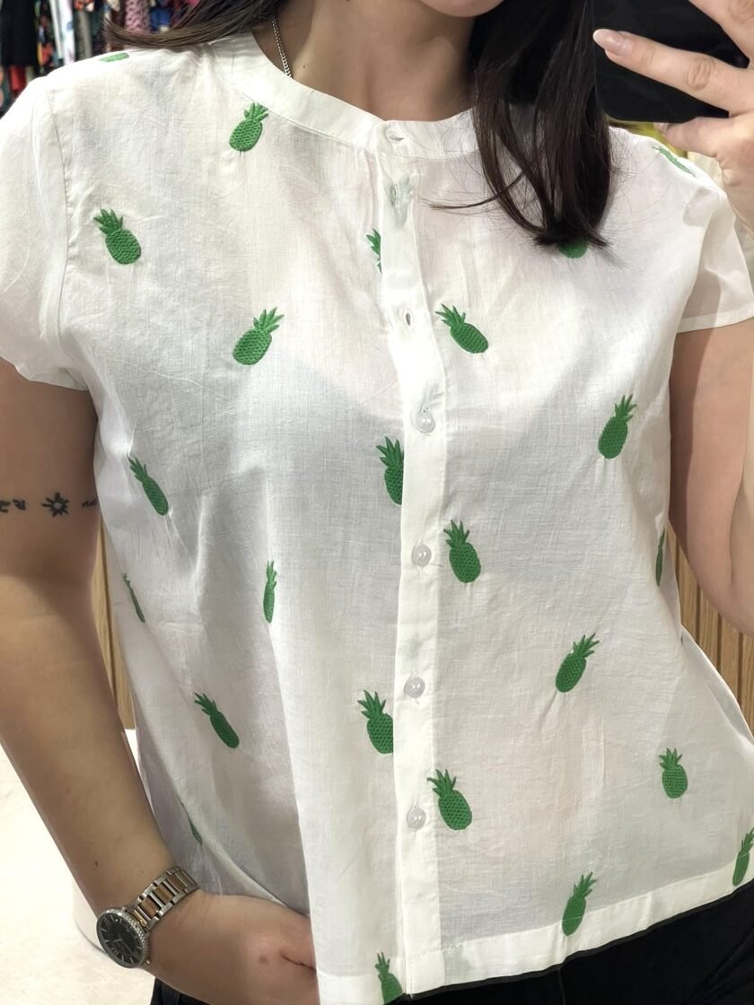 White Shirt With Pineapples lovebyhands.gr