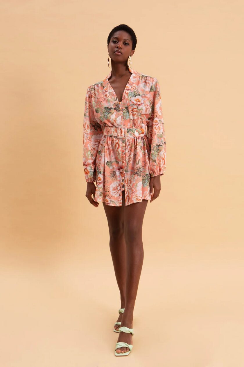 Peach Poetry Mini Linen Dress lovebyhands.gr