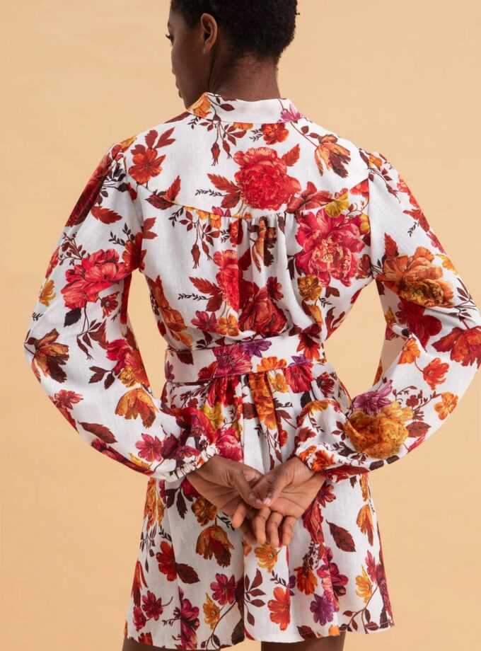 Spring Bouquet Mini Linen Dress lovebyhands.gr