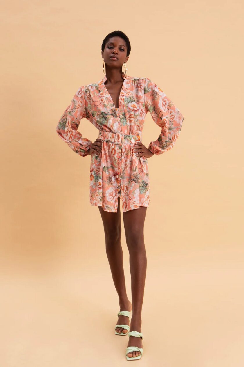 Peach Poetry Mini Linen Dress lovebyhands.gr