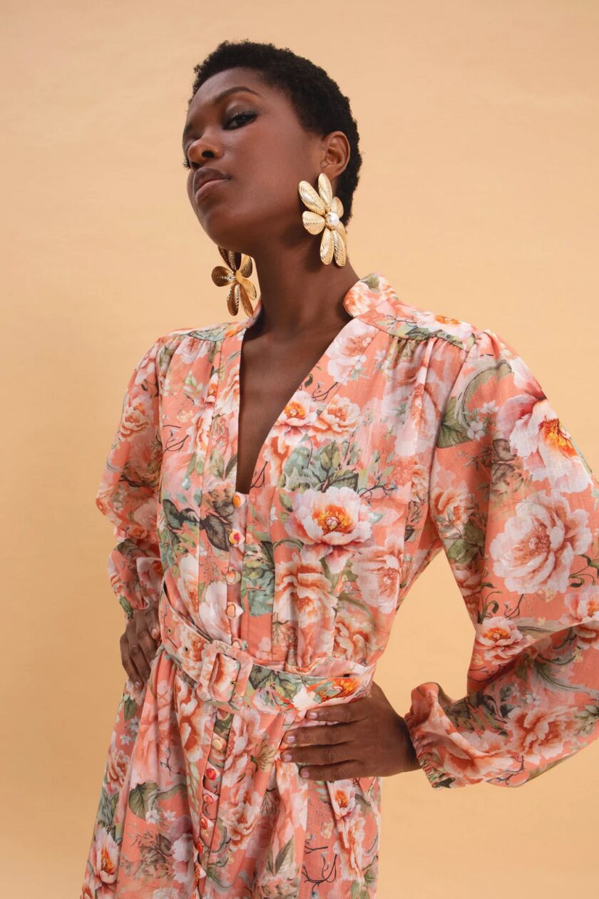 Peach Poetry Mini Linen Dress lovebyhands.gr