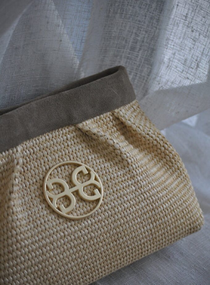 Kiss Raffia Pouch - Mocca lovebyhands.gr