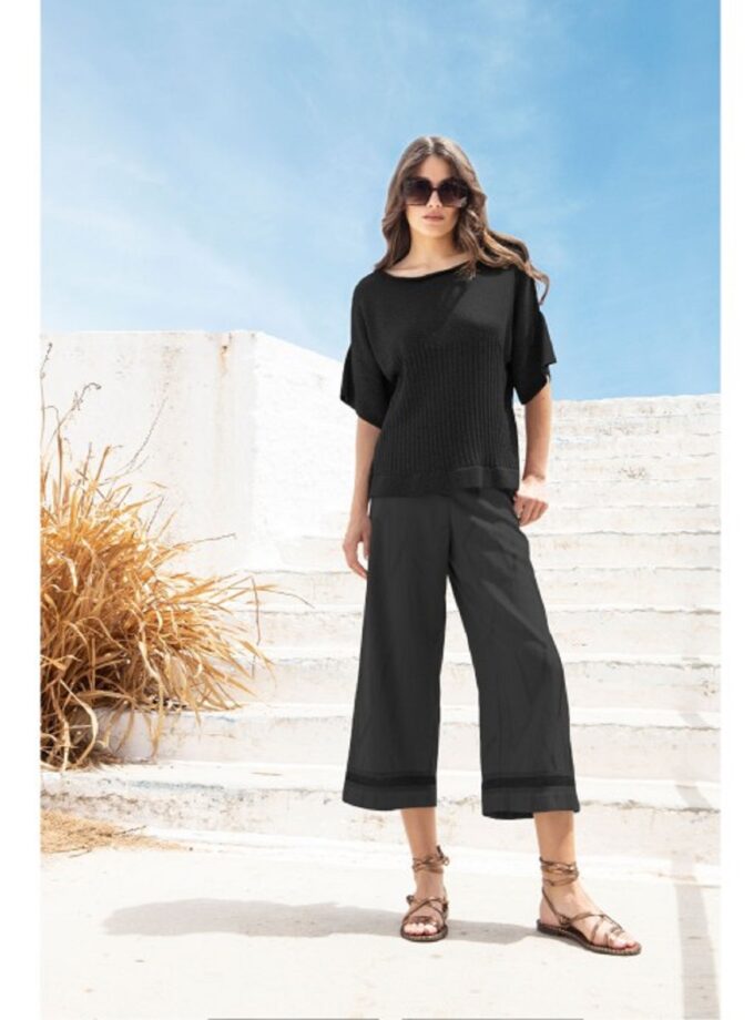 Lurex Τρυπητή Μπλούζα - Black lovebyhands.gr