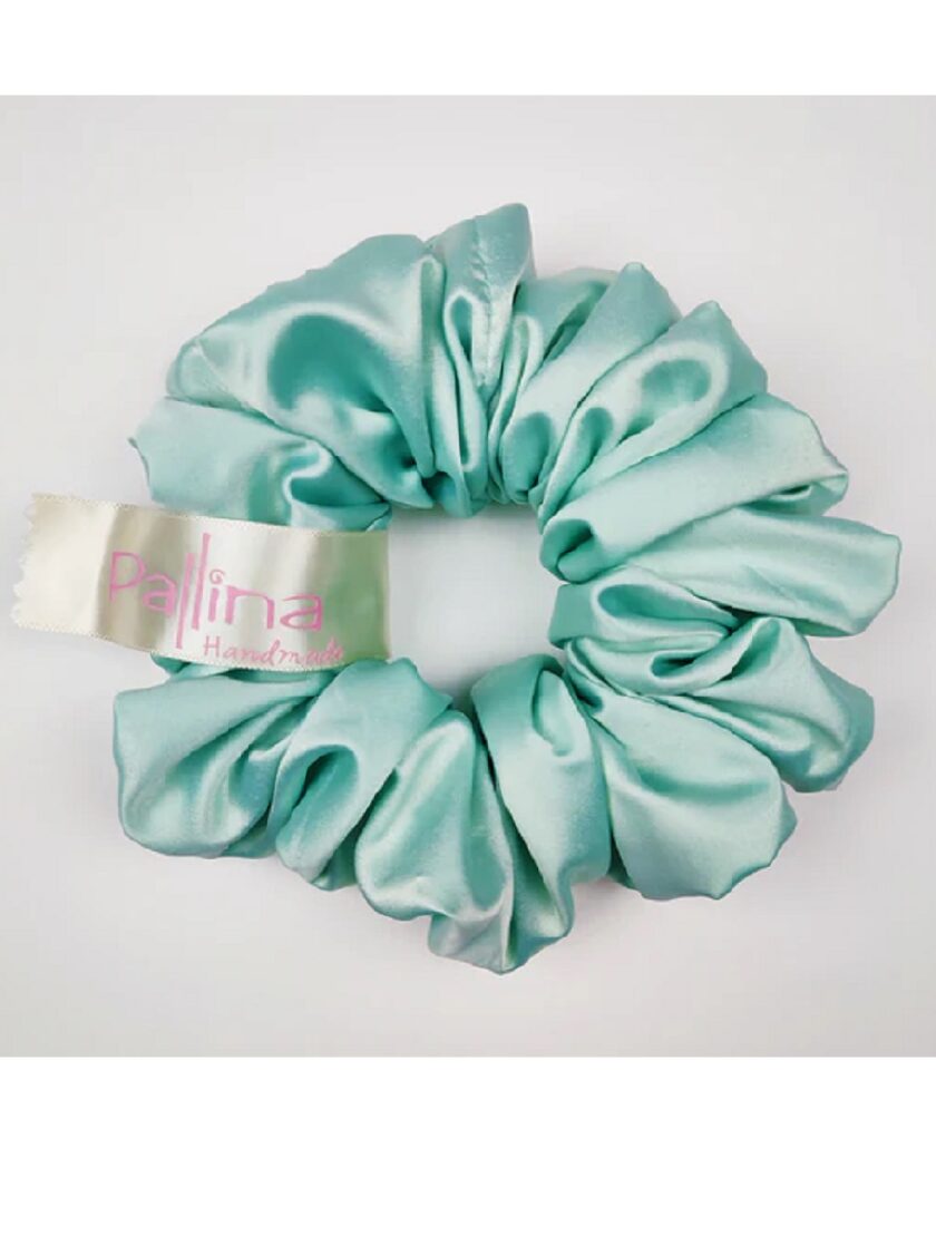 Satin Scrunchie - Μέντα lovebyhands.gr