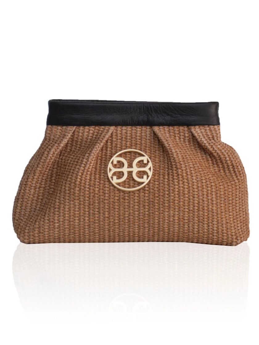 Kiss Raffia Pouch - Black lovebyhands.gr