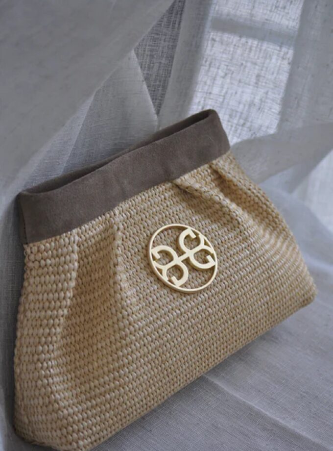 Kiss Raffia Pouch - Mocca lovebyhands.gr