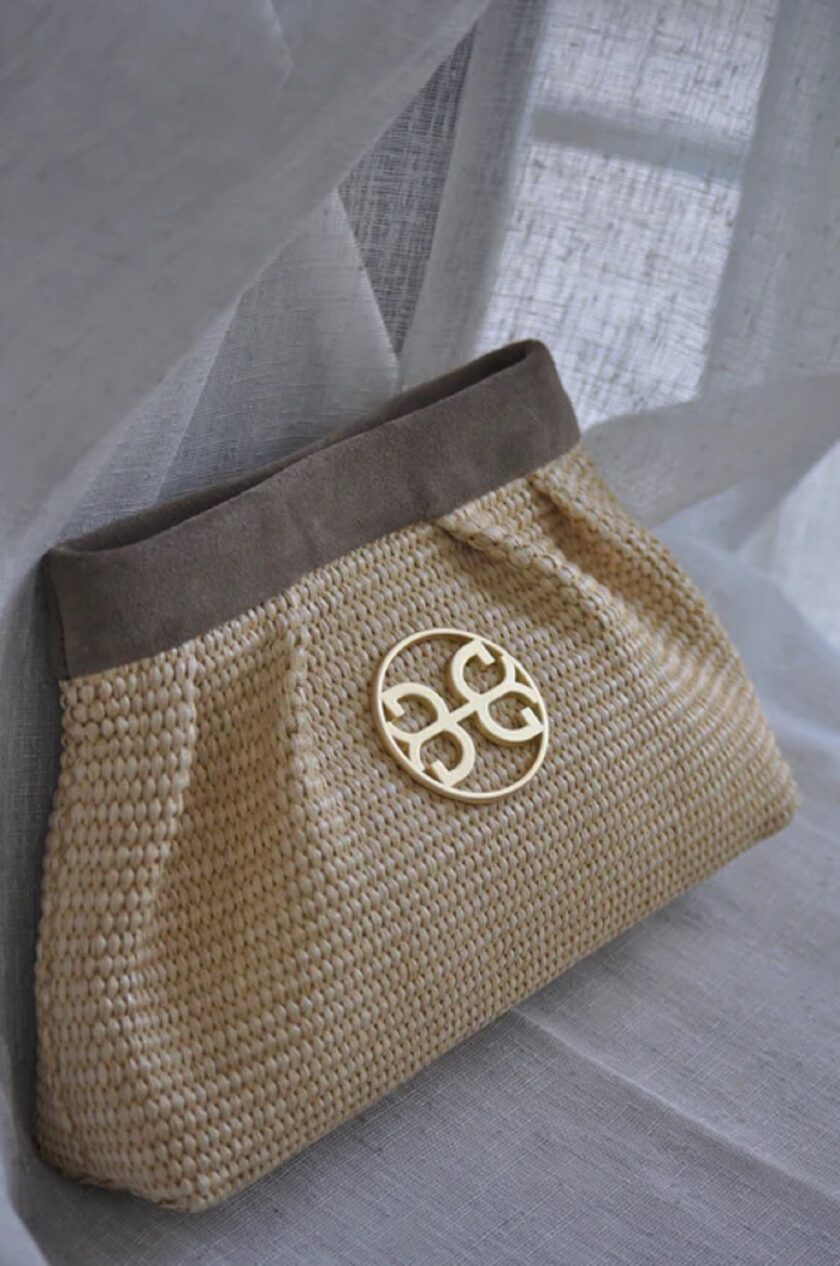 Kiss Raffia Pouch - Mocca lovebyhands.gr