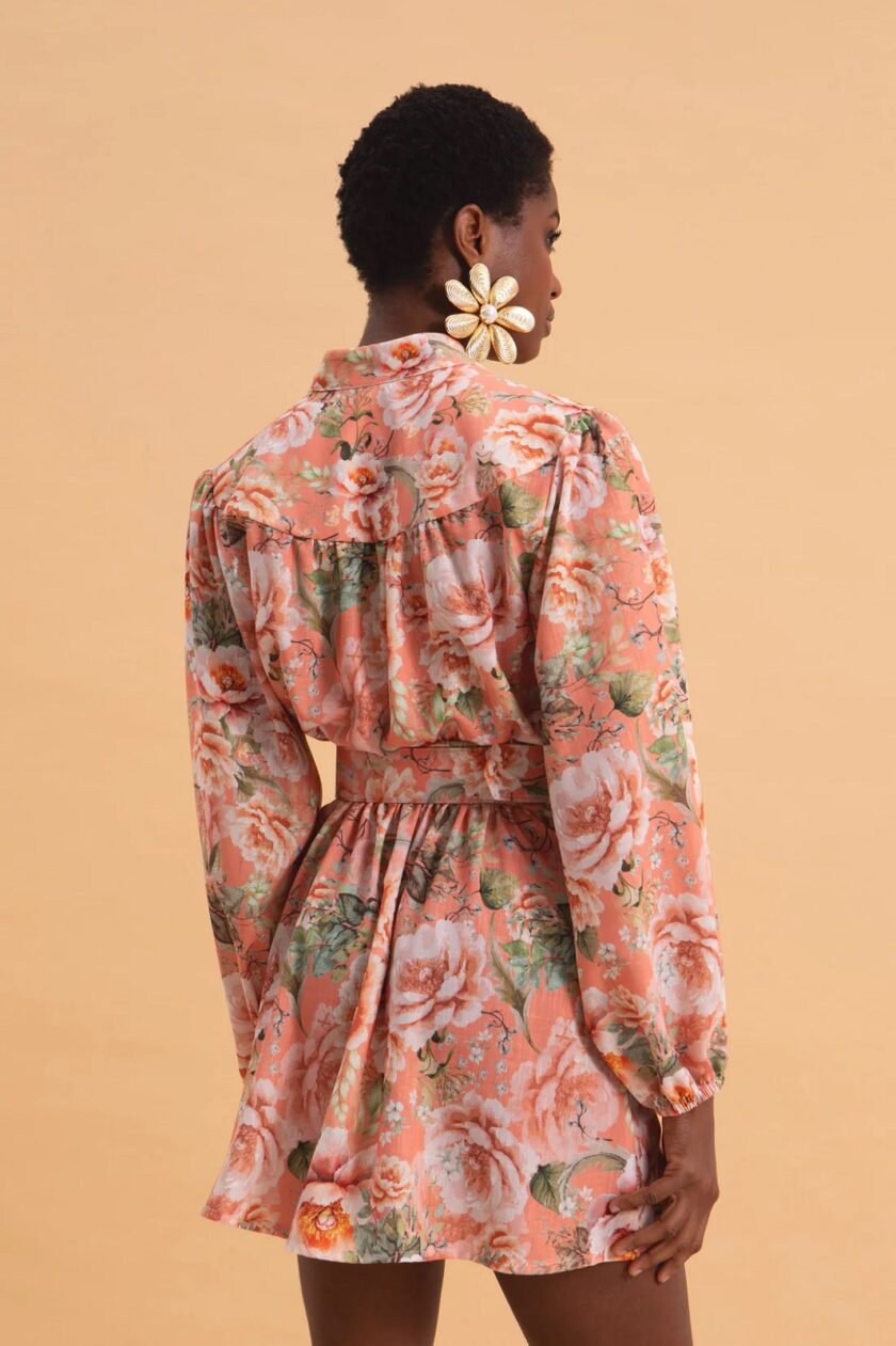 Peach Poetry Mini Linen Dress lovebyhands.gr