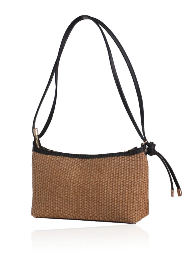 Irene Raffia Shoulder Bag - Black lovebyhands.gr