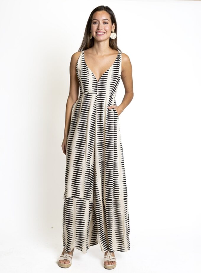 Jumpsuit - Black And White Stripes lovebyhands.gr
