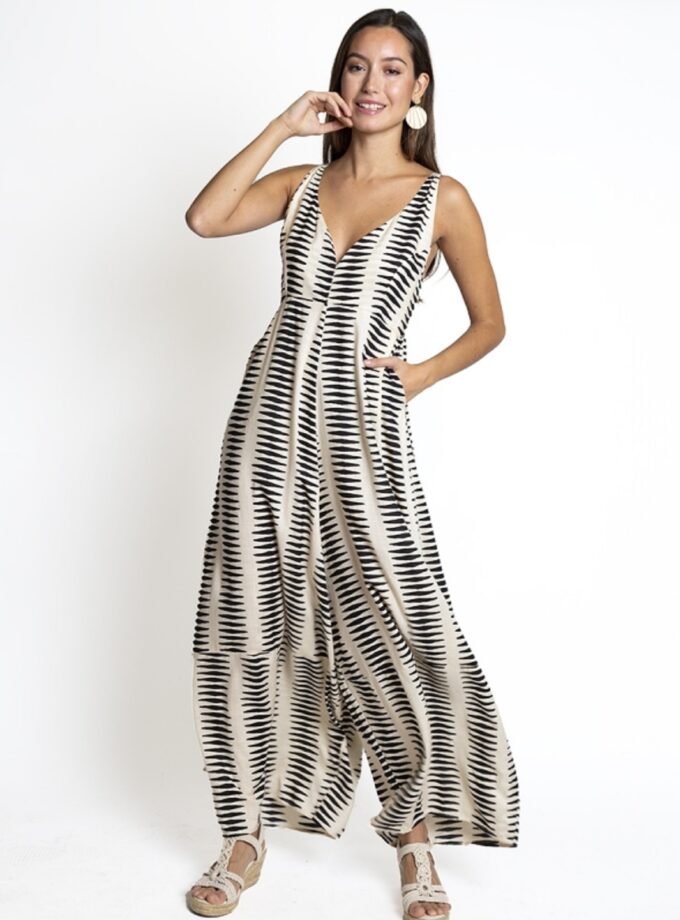 Jumpsuit - Black And White Stripes lovebyhands.gr