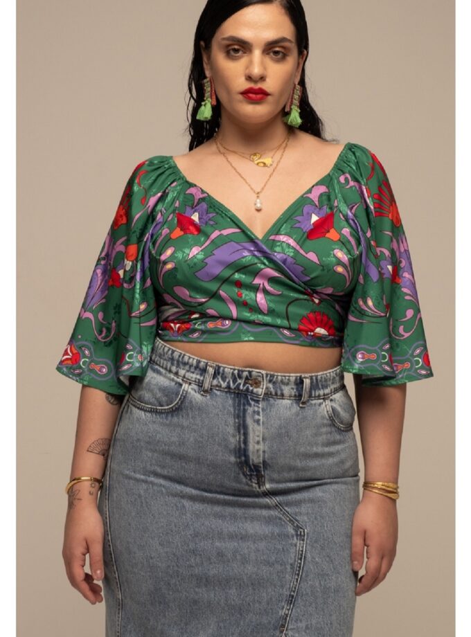 Aloe Wrap Crop Top - Jacquard lovebyhands.gr