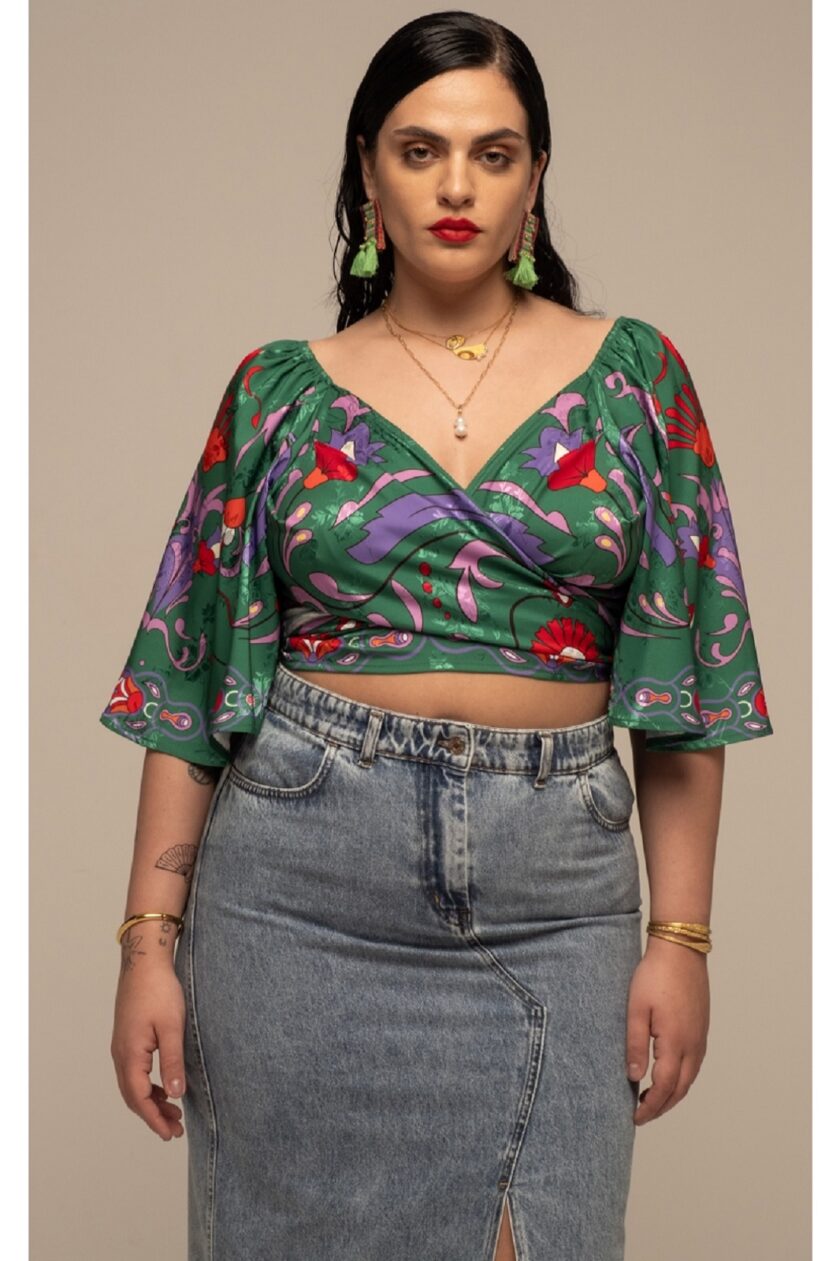 Aloe Wrap Crop Top - Jacquard lovebyhands.gr