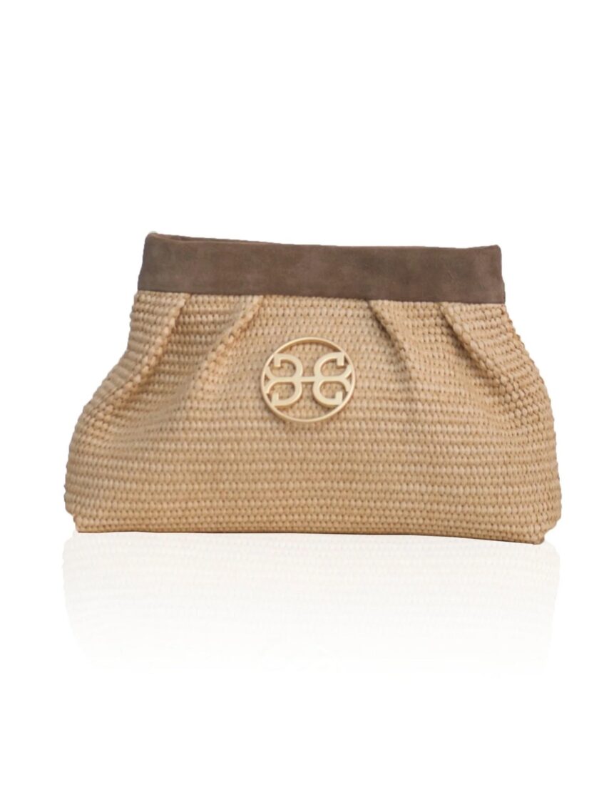 Kiss Raffia Pouch - Mocca lovebyhands.gr