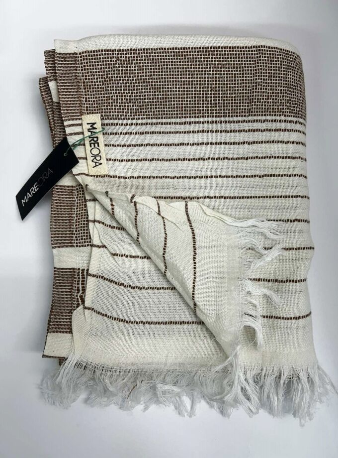 Stitches Towel - Brown lovebyhands.gr