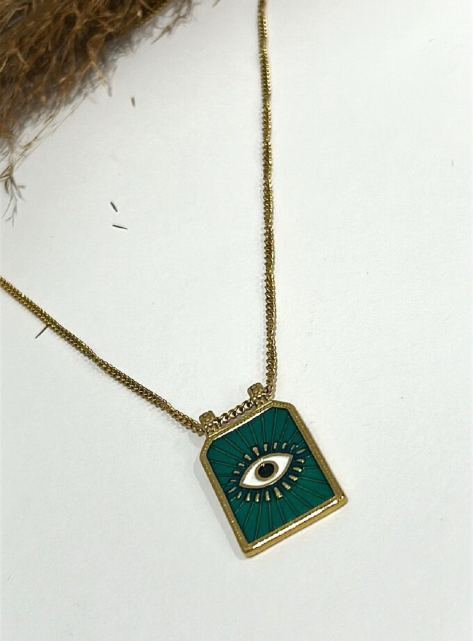 Green Eye Necklace lovebyhands.gr