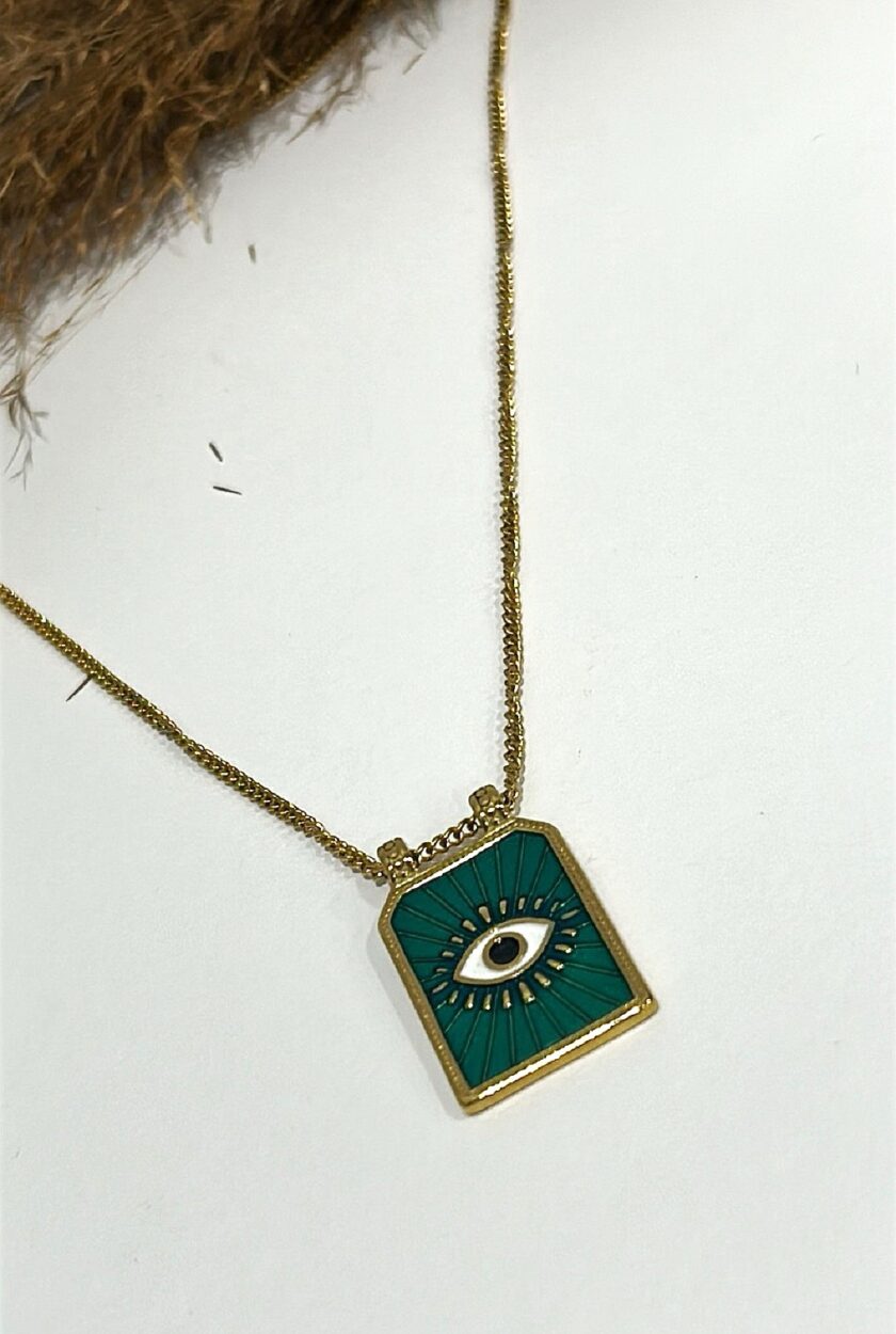 Green Eye Necklace lovebyhands.gr