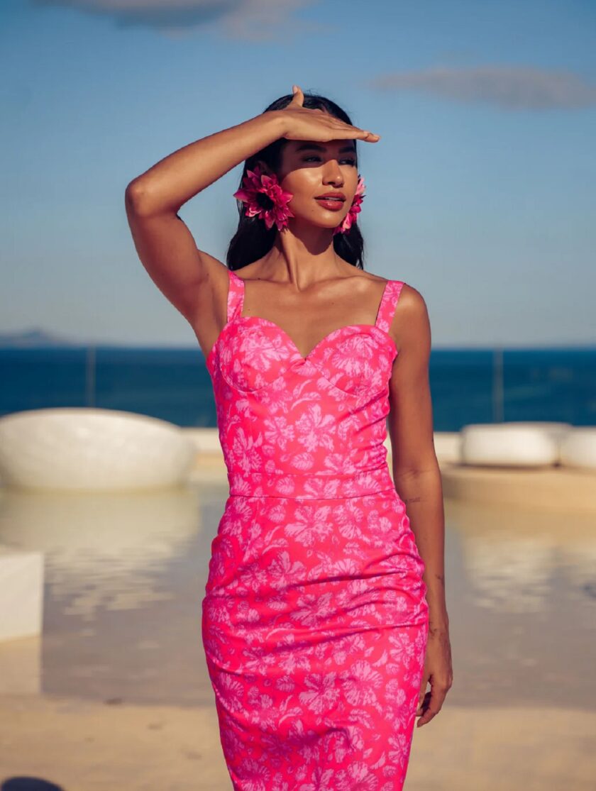 Fuchsia Passion Midi Dress lovebyhands.gr