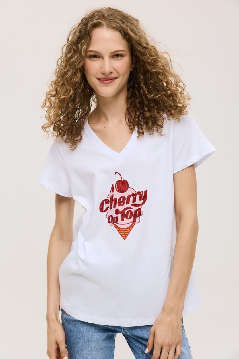 Μπλούζα Unitee Με Τύπωμα Cherry on Top lovebyhands.gr