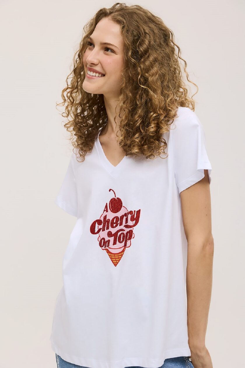 Μπλούζα Unitee Με Τύπωμα Cherry on Top lovebyhands.gr