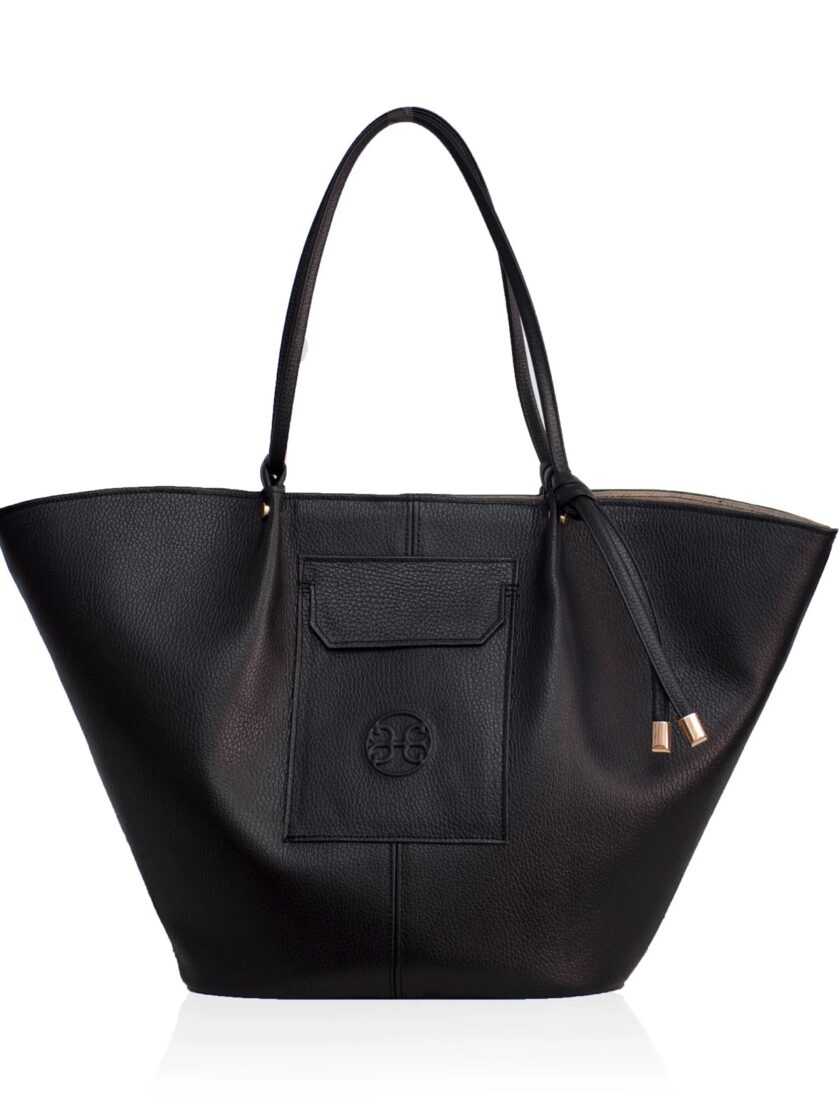 Amanda Leather Shopper Bag - Black lovebyhands.gr