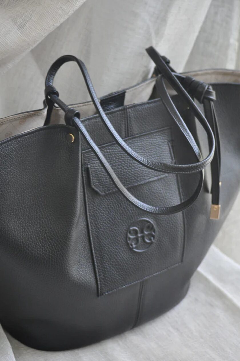 Amanda Leather Shopper Bag - Black lovebyhands.gr