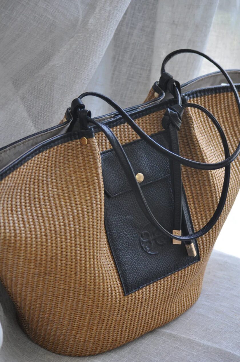 Amanda Raffia Shopper Bag - Black lovebyhands.gr