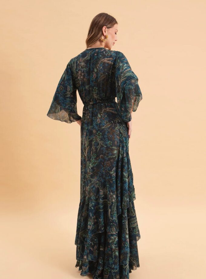 Mystic Forest Maxi Dress With Ruffles lovebyhands.gr