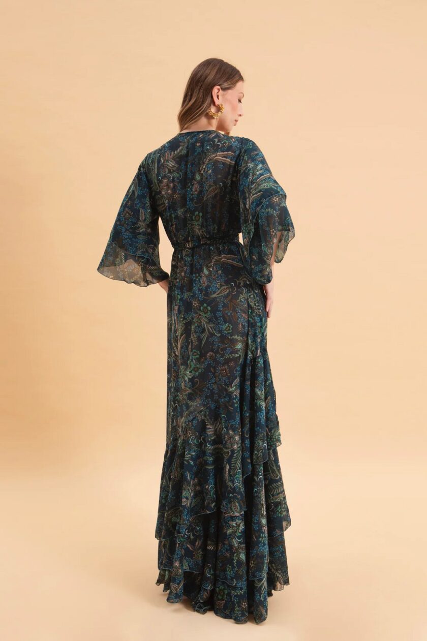 Mystic Forest Maxi Dress With Ruffles lovebyhands.gr