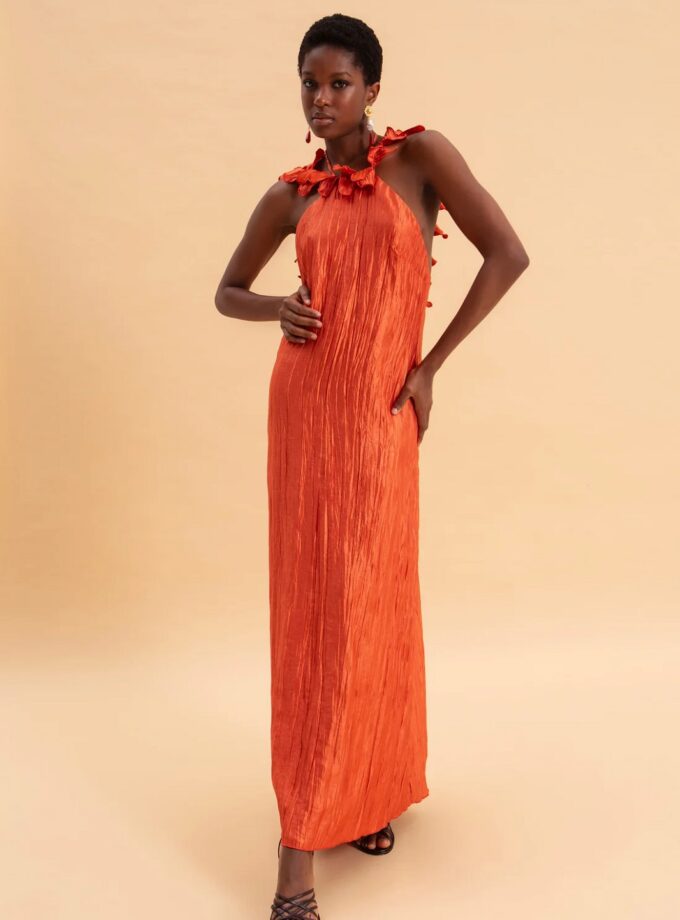 Golden Hour Maxi Shimmering Pleated Dress lovebyhands.gr