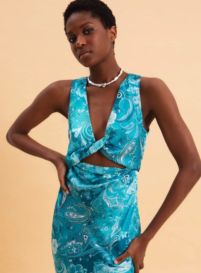 Pasley Waves Midi Satin Dress lovebyhands.gr