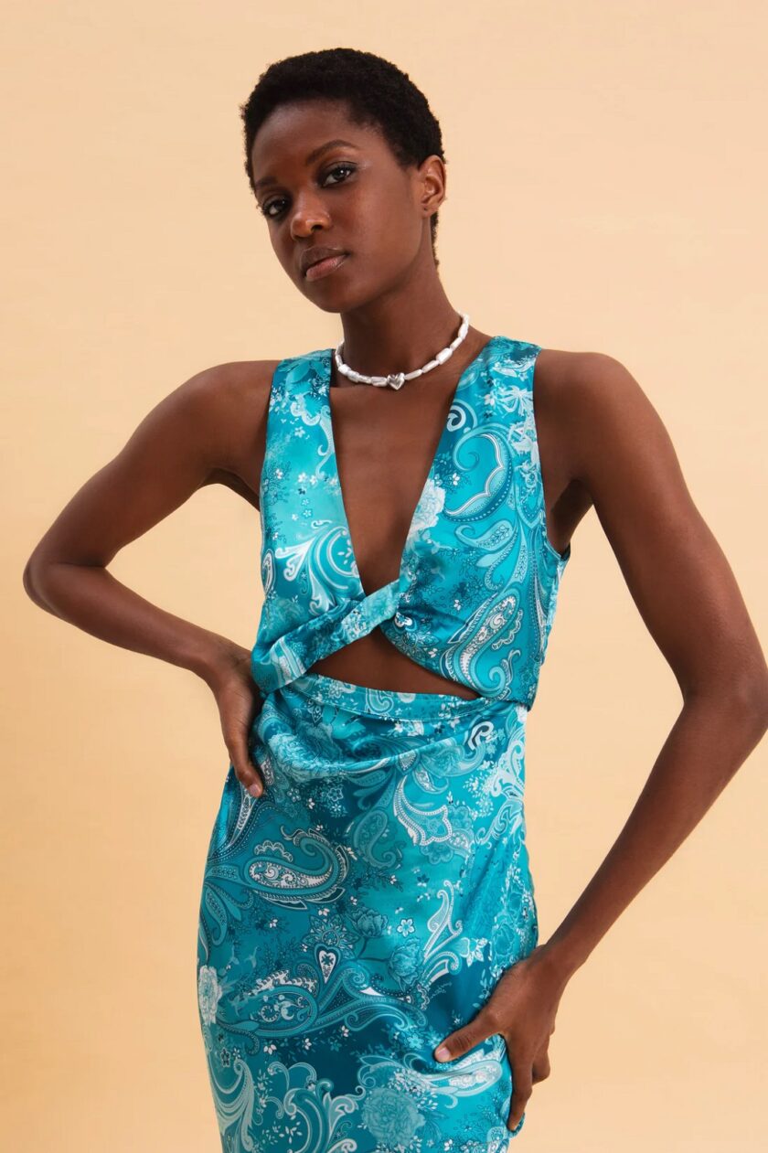 Pasley Waves Midi Satin Dress lovebyhands.gr