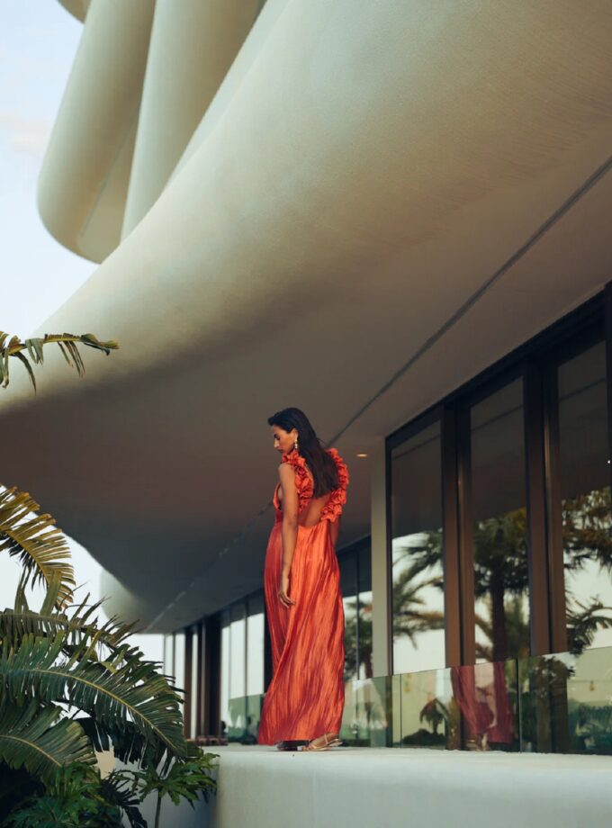 Golden Hour Maxi Shimmering Pleated Dress lovebyhands.gr