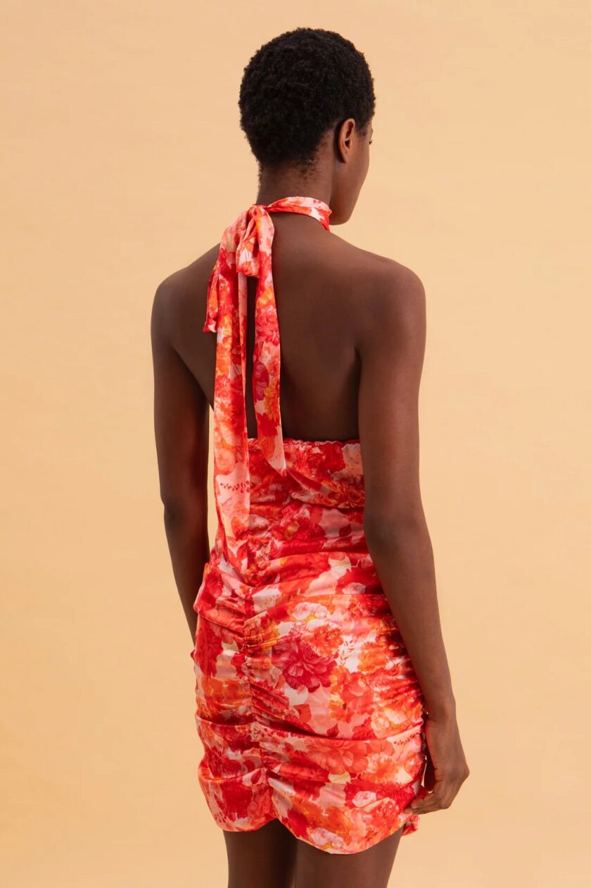 Sunset Dream Mini Satin Halterneck Dress lovebyhands.gr