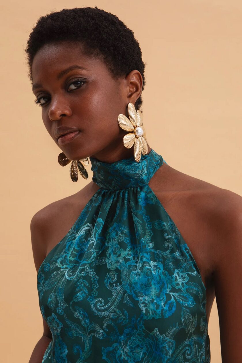 Teal Elegance Mini Satin Dress lovebyhands.gr
