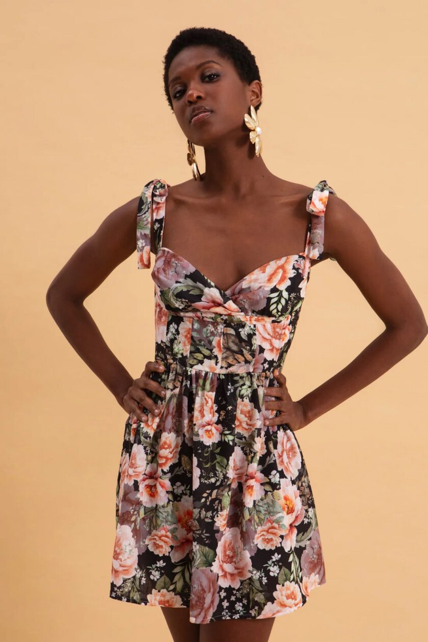 Peonies Love Mini Linen Dress lovebyhands.gr