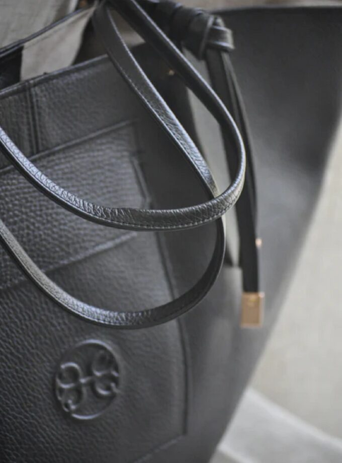 Amanda Leather Shopper Bag - Black lovebyhands.gr