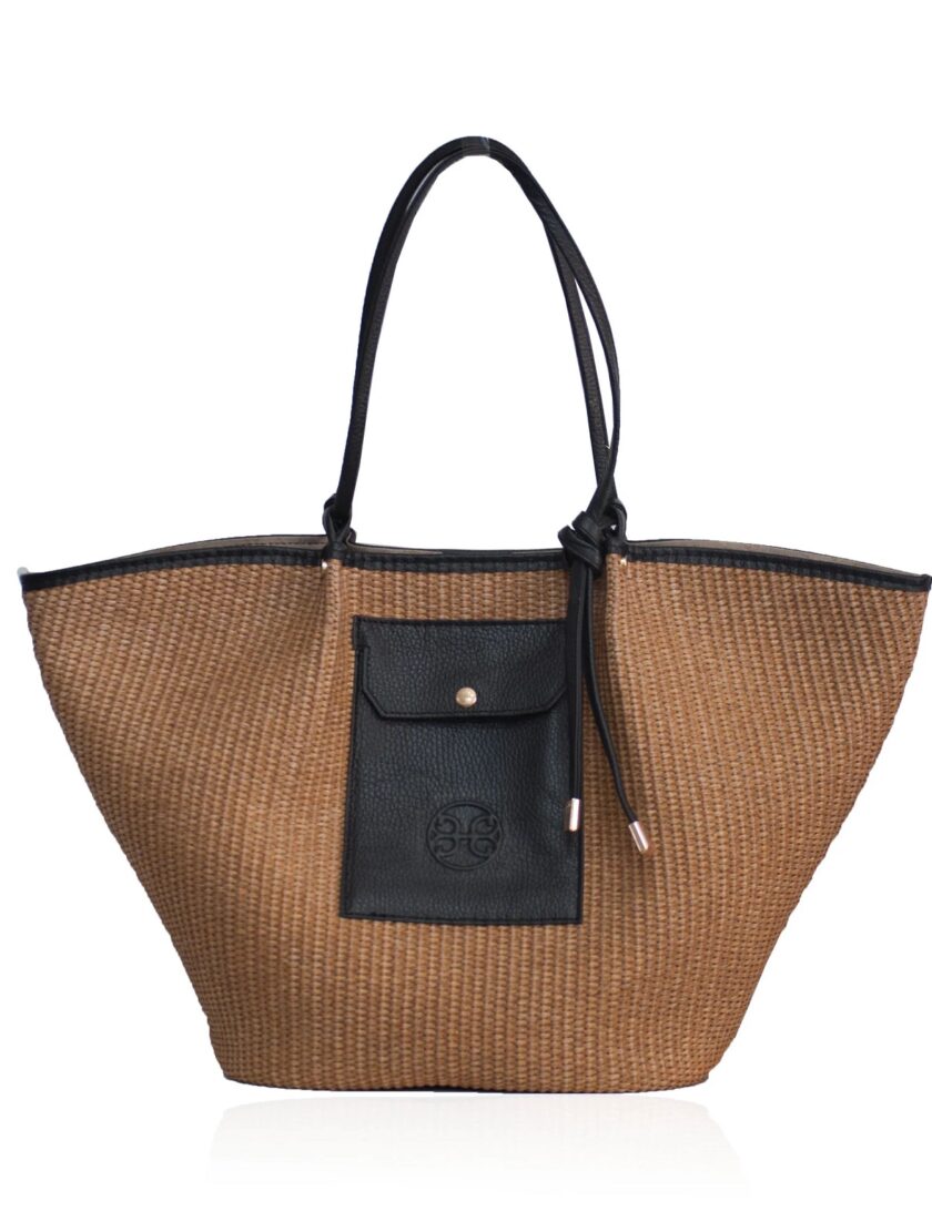 Amanda Raffia Shopper Bag - Black lovebyhands.gr