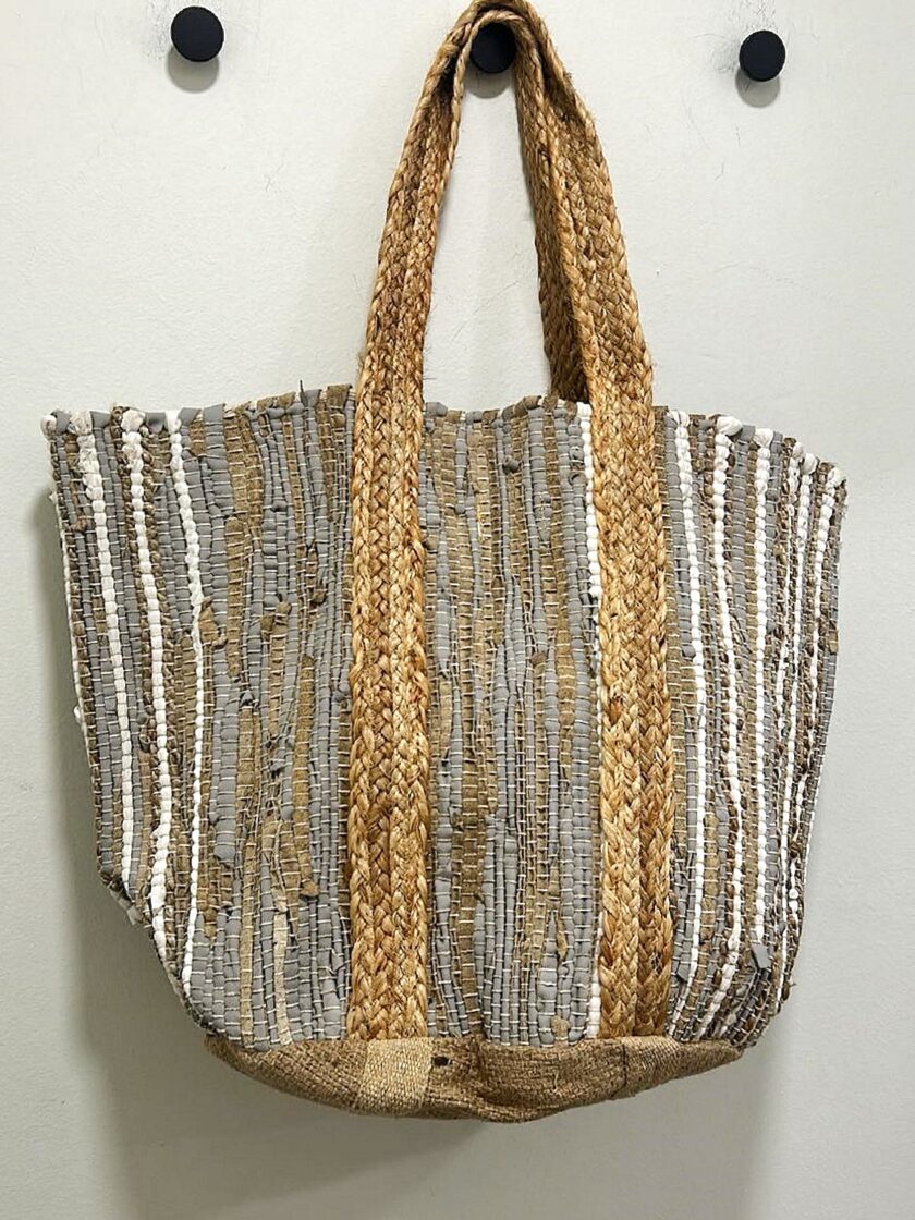 Beach Bag - Beige & Grey lovebyhands.gr