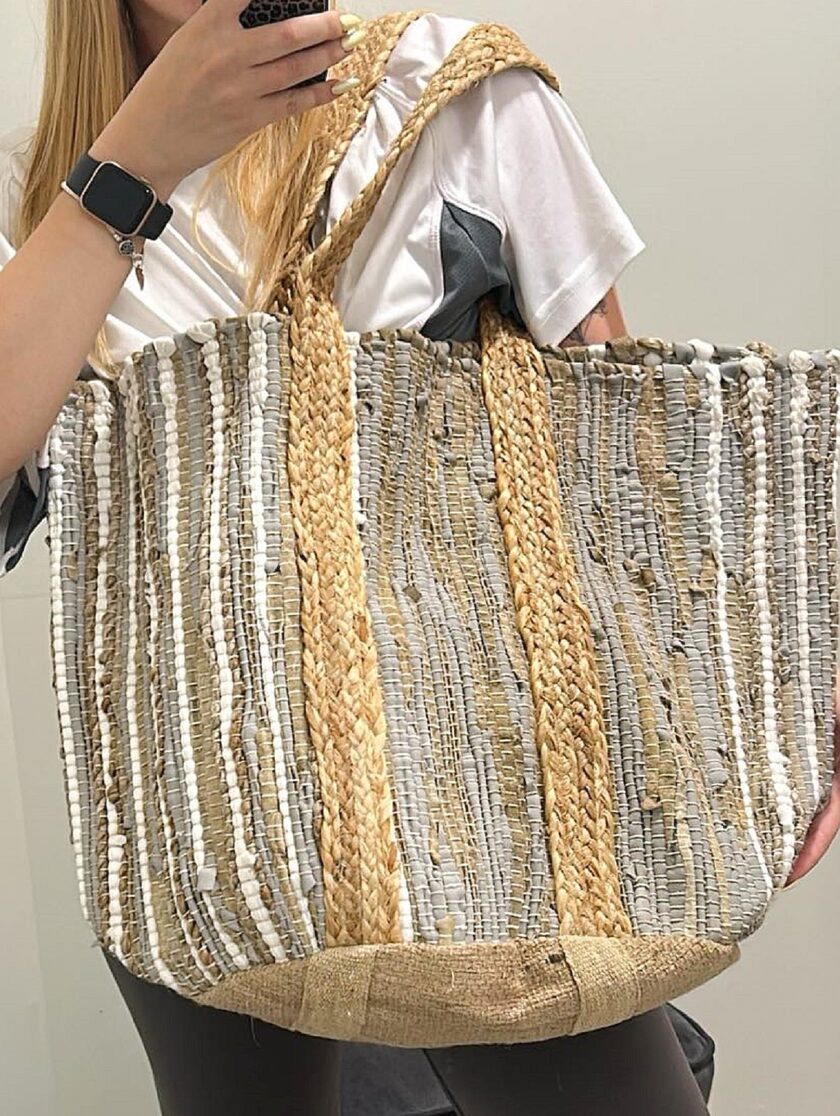 Beach Bag - Beige & Grey lovebyhands.gr
