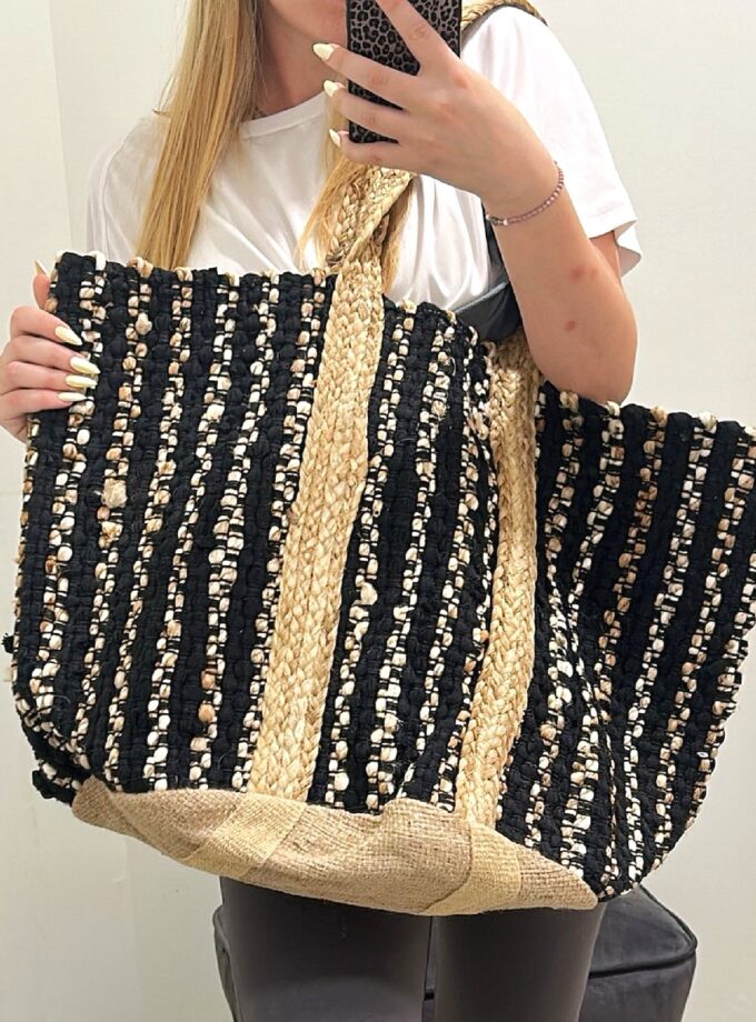 Beach Bag - Black and White lovebyhands.gr