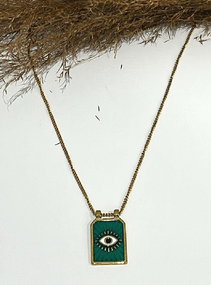 Green Eye Necklace lovebyhands.gr