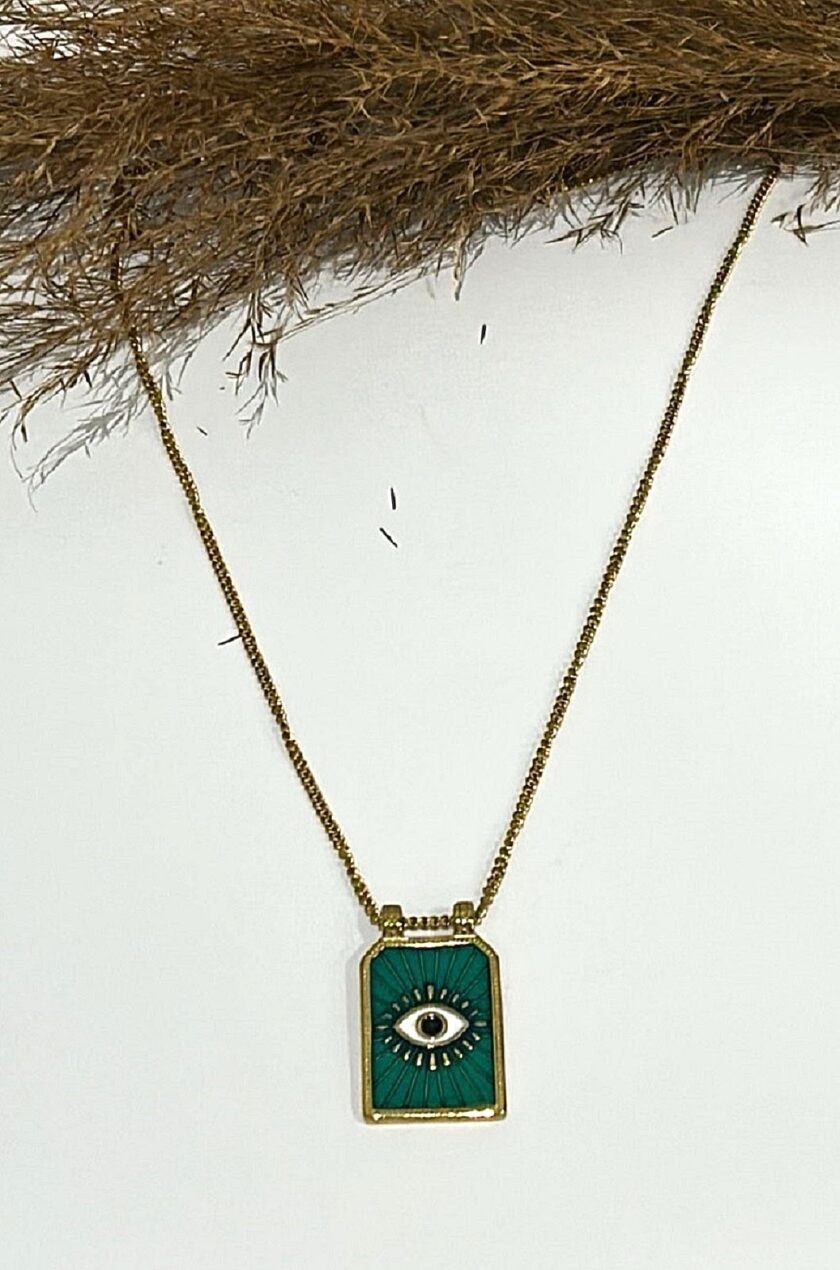 Green Eye Necklace lovebyhands.gr